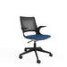 Ergonomic Home Office Chair with Posture Curved Air-Flow Backrest and Height Adjustable Fabric Blue Fixed Arms