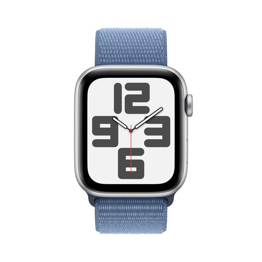 Apple Watch SE (GPS) - 2nd generation - 44 mm - silver aluminium - smart watch with sport loop - textile - winter blue - 32 GB - Wi-Fi 4, Bluetooth - 32.9 g