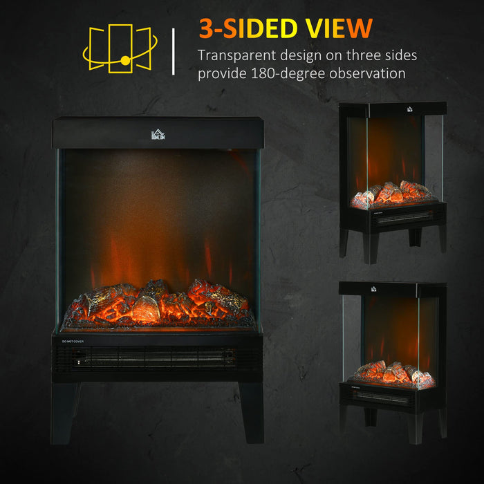 HOMCOM Fireplace 820-301V70BK Steel, Tempered Glass, ABS (Acrylonitrile Butadiene Styrene)