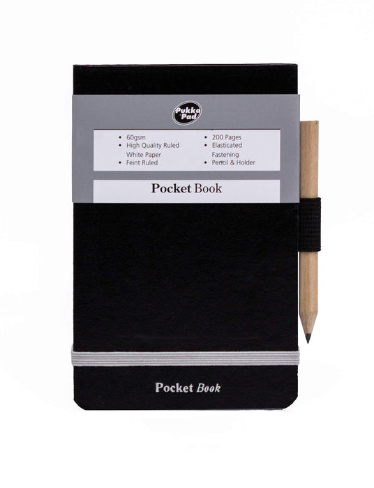 Pukka Pad Notepad Pocket Book A7 Ruled Casebound Cardboard Hardback Black 200 Pages 100 Sheets