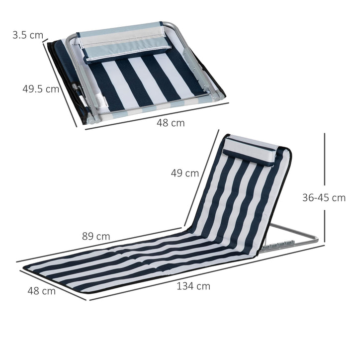 OutSunny Beach Lounge Chair Steel Blue 1,340 x 360 mm Pack of 2