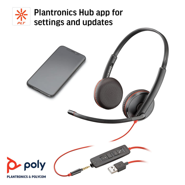 POLY Blackwire 3225 Stereo USB-A Wired Headset