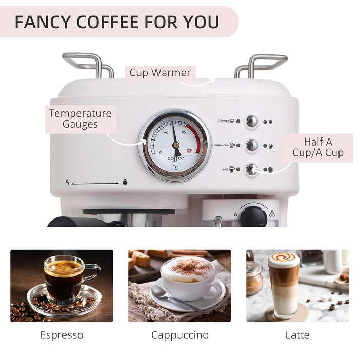 HOMCOM Set of 5 Coffee Machine SS304 White