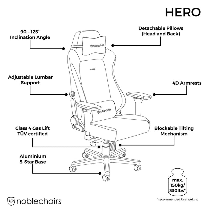 Noblechairs Hero Gmng Chair Blk/Gld