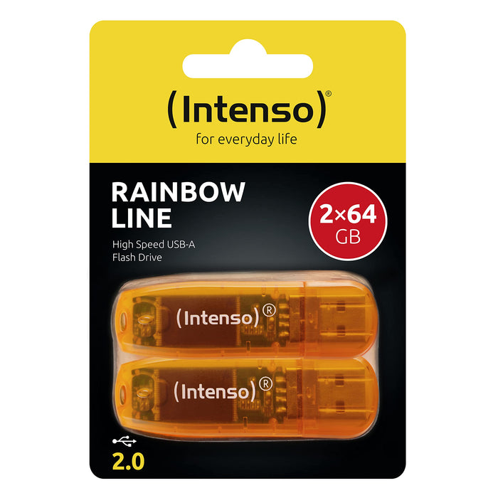 INTENSO USB Flash Drive 3502492 Orange 64 GB Pack of 2