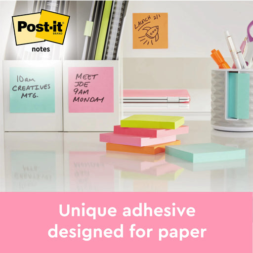 Post-it Sticky Notes Square 76 x 76 mm Assorted 654-TFEN 6 Pads of 100 Sheets