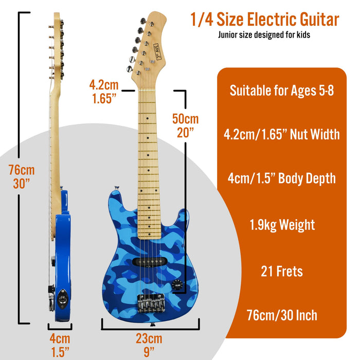 3rd Avenue Junior Electric Guitar Blue Camo