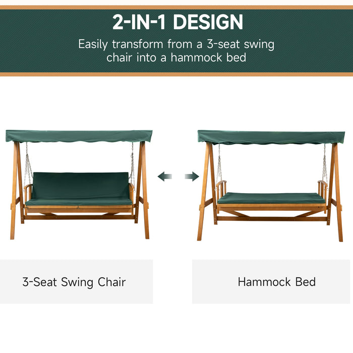 OutSunny Swing Chair Fir wood Steel Oxford cloth Green 1,280 x 2,350 x 1,800 mm