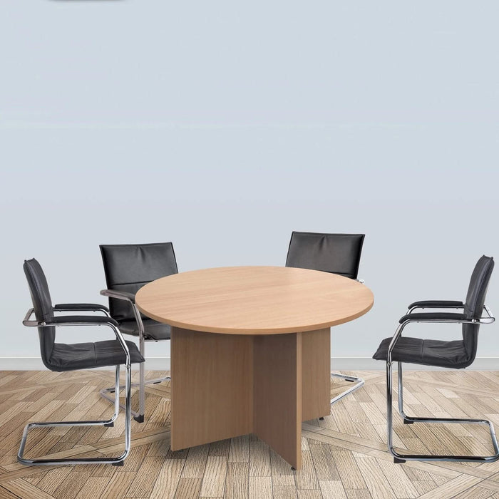 Dams International Circular Conference Table Beech Arrow Head 1,200 x 1,200 x 725 mm