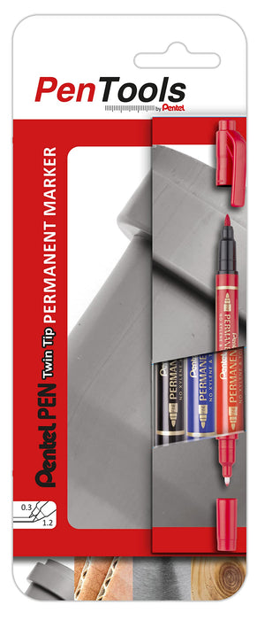 Pentel Permanent Marker Extra Fine Bullet 0,3 mm - 1,2 mm Black, Blue, Red Not Refillable Pack of 3