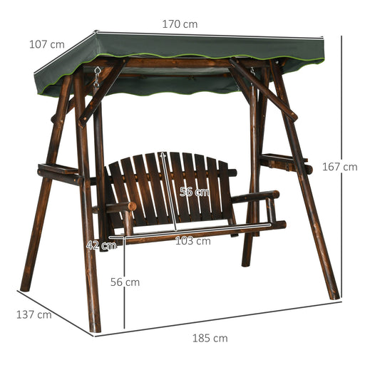 OutSunny Bench Fir Wood, 500D Oxford Carbonised finish 1,370 x 1,850 x 1,670 mm