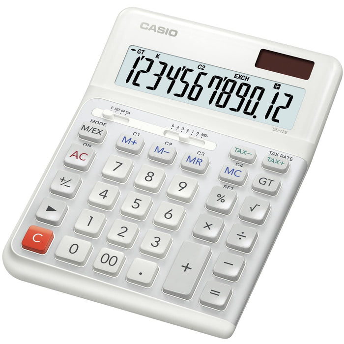 Casio Desktop Calculator DE-12E-WE 12 Digit Display White