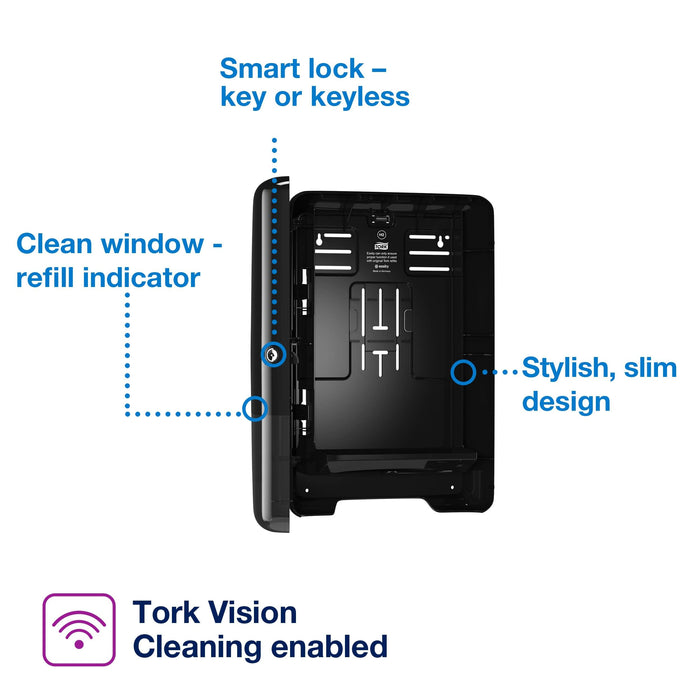 Tork Xpress Multifold Hand Towel Dispenser 552008 - H2 Paper Towel Dispenser, Single Dispensing, Slim Design, Black