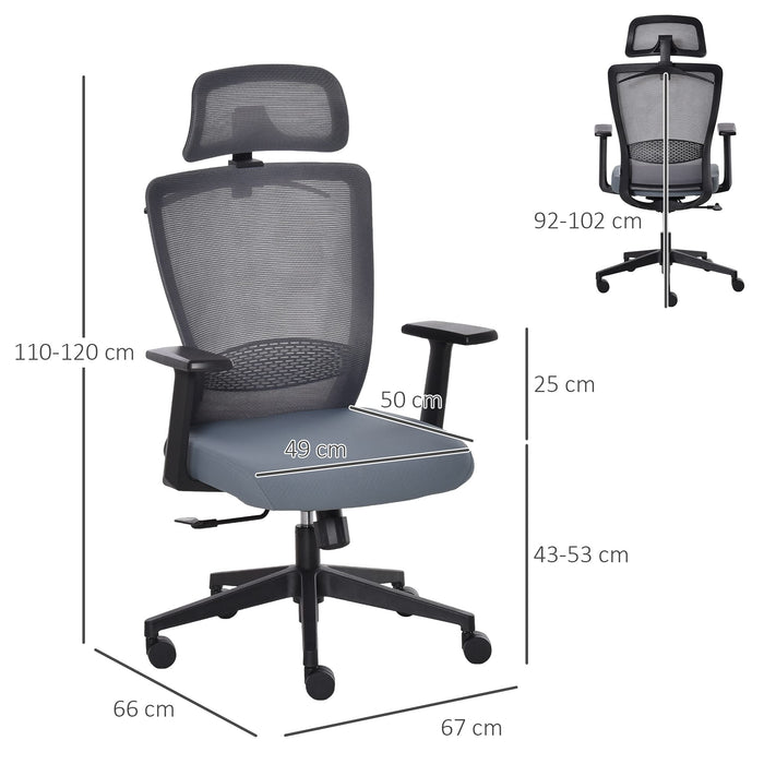 Vinsetto Office Chair 921-451V70 Grey 66 (W) x 67 (D) x 120 (H) mm