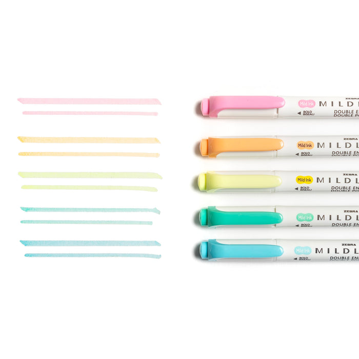 Zebra Mildliner Highlighter Assorted Broad Chisel 4 mm Non Refillable Pack of 5