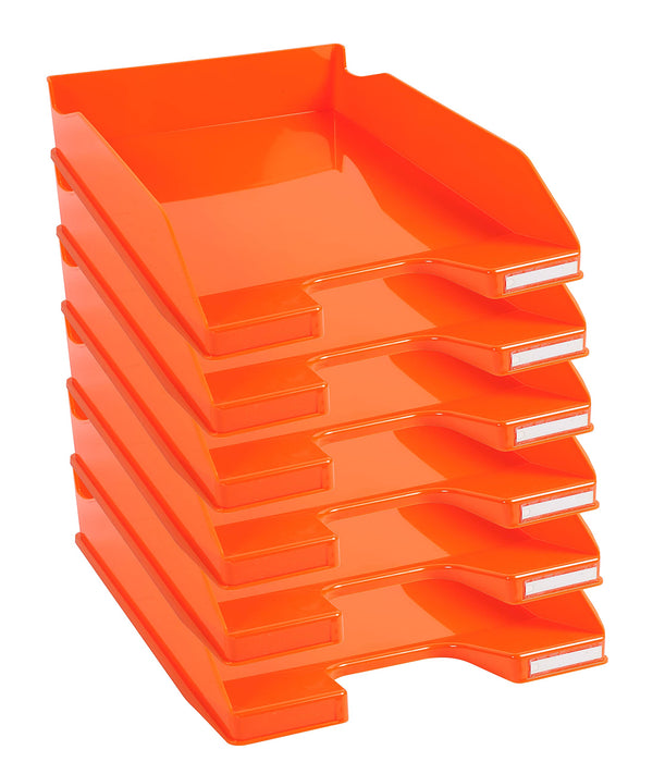 Exacompta Letter Tray Combo Midi Glossy Tangerine Pack of 6