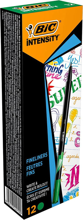 BIC Intensity Fineliner Pen Fine 0.4 mm Green Pack of 12