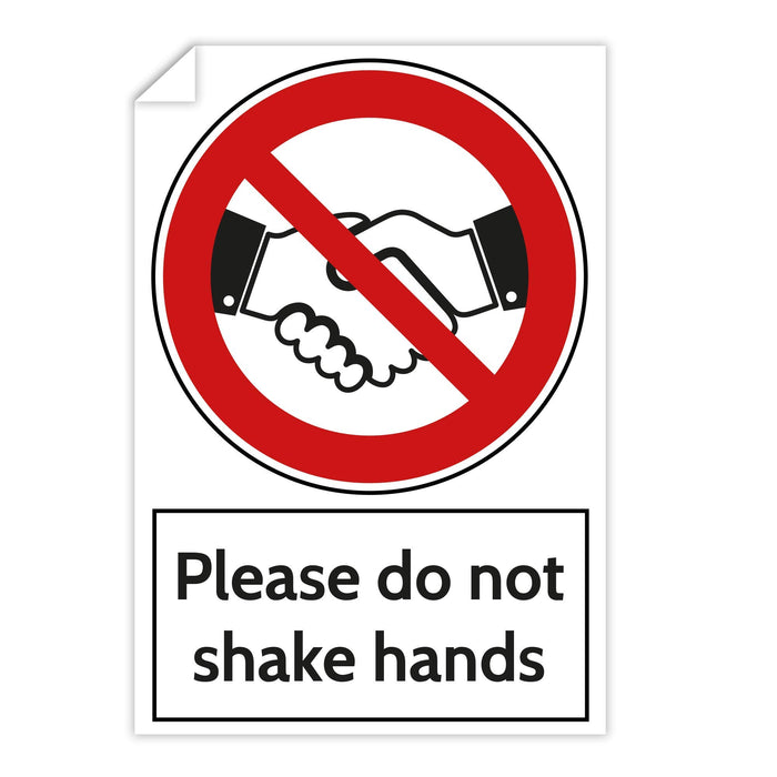 Trodat Health and Safety Sticker Please do not shake hands PVC 20 x 30 cm Pack of 3