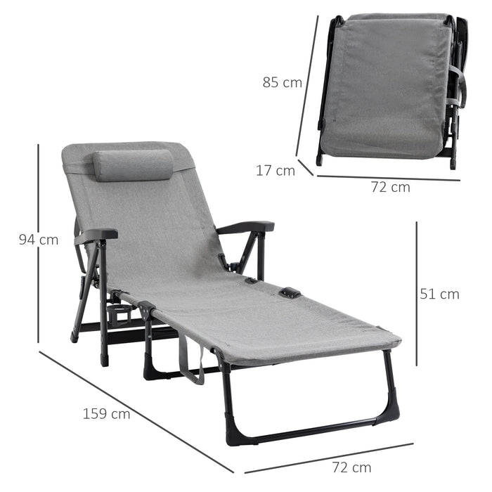 OutSunny Lounge Chair Aluminum, Steel, Sling Fabric 1,590 x 720 x 940 mm Light Grey