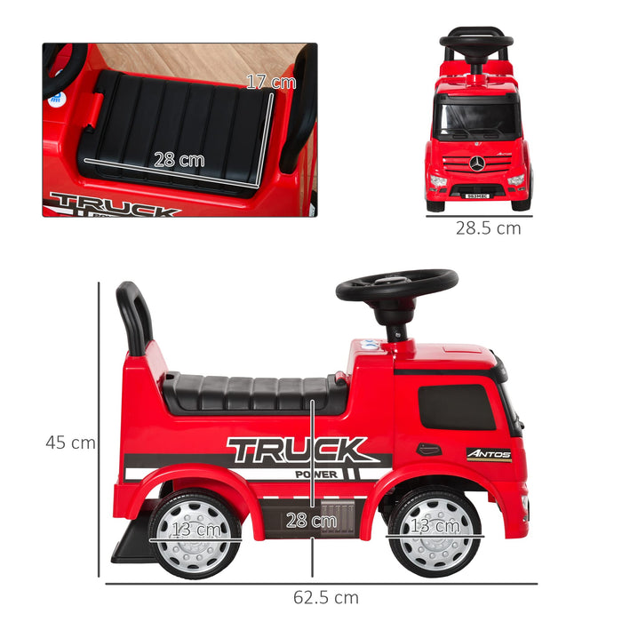 HOMCOM 3-in-1 Ride On Car Kids Mercedes Truck Red