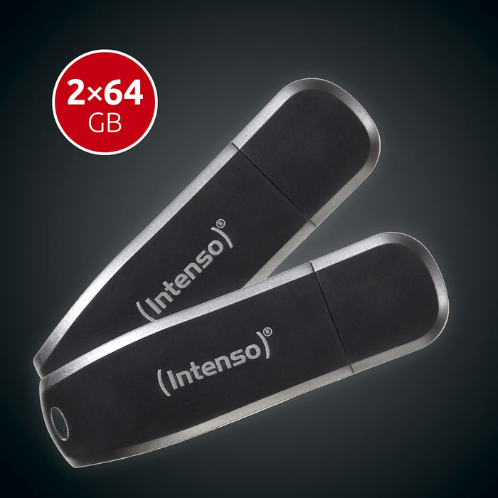 INTENSO USB Flash Drive 3533494 Black 64 GB Pack of 2