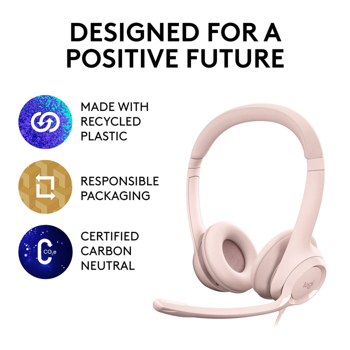 Logitech H390 - Headset - on-ear - wired - USB-A - rose