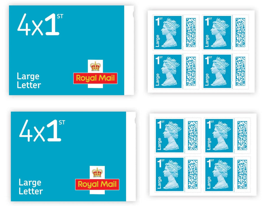 Royal Mail Postage Stamps 1st Class Large Letter UK Self Adhesive Pack of 4