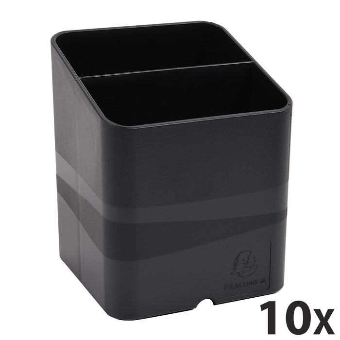 Exacompta Pen Pot 677014D ECOBlack Polysterene 93 x 74 x 74 mm Black Pack of 10