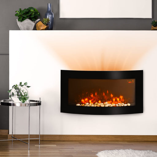 HOMCOM Led Backlit Glass Electric Fireplace