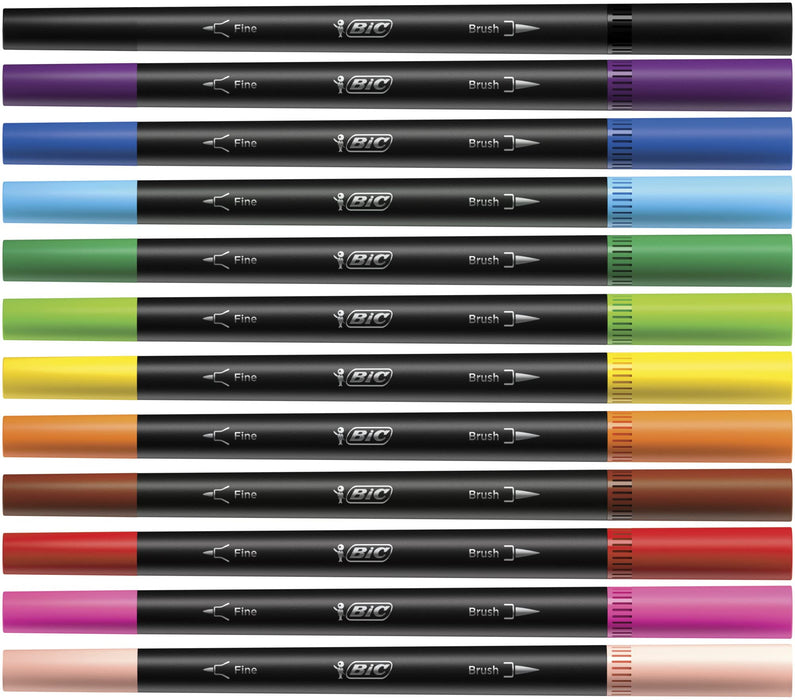 BIC Dual Felt Tip Pen 0.7 mm Intensity Assorted Pack of 12