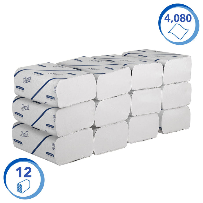 Scott Essential Paper Towels 6656 1 Ply Z-fold White Pack of 12