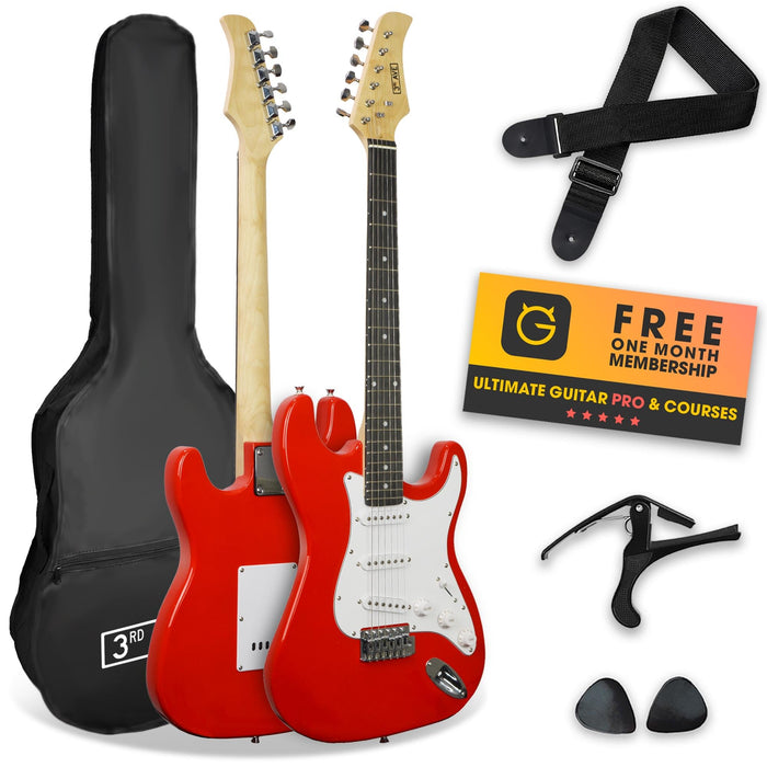 3rd Avenue Electric Guitar Rocket Series Red 4/4 Size Set