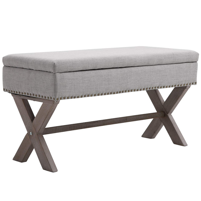 HOMCOM Elegant Ottoman Stool Grey