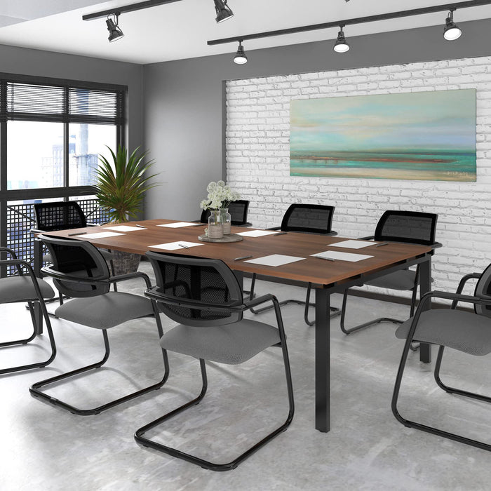 Dams International Square Boardroom Table with White MFC & Aluminium Top and Silver Frame EBT1212-S-WH 1200 x 1200 x 725 mm