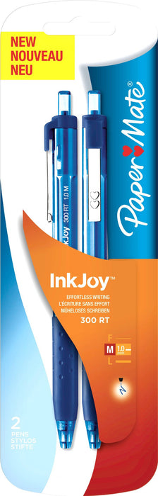 PaperMate InkJoy 300 RT Retractable Ballpoint Pen 0.3 mm Blue Pack of 2