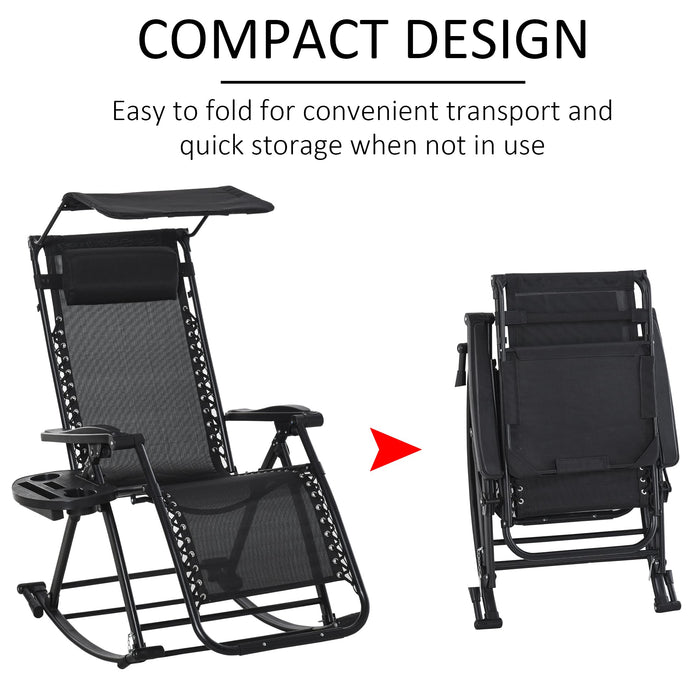 OutSunny Rocking Chair Steel Frame Black 670 x 1,020 mm