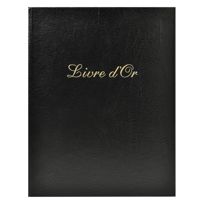 Exacompta Guest Book Cardboard, Leather Black 4711E 23 (W) x 27 (D) x 3.8 (H) cm