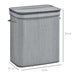 HOMCOM Laundry Basket 32 x 63 x 52 cm 100 L Grey