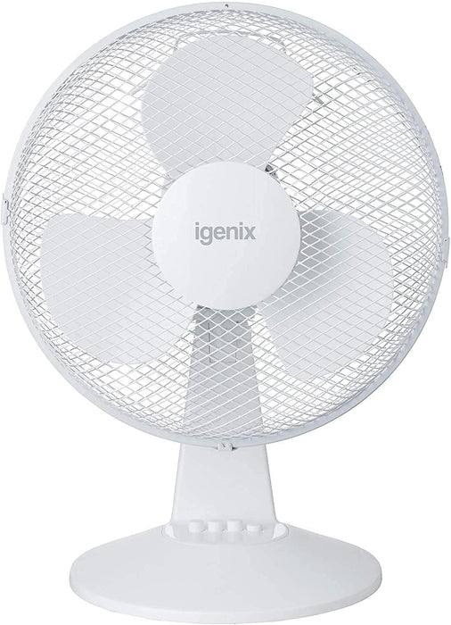 igenix Desk Fan FANPK06 Non Height Adjustable Main 25 W Plastic White 2 21.5 x 27.5 x 38 cm Pack of 2