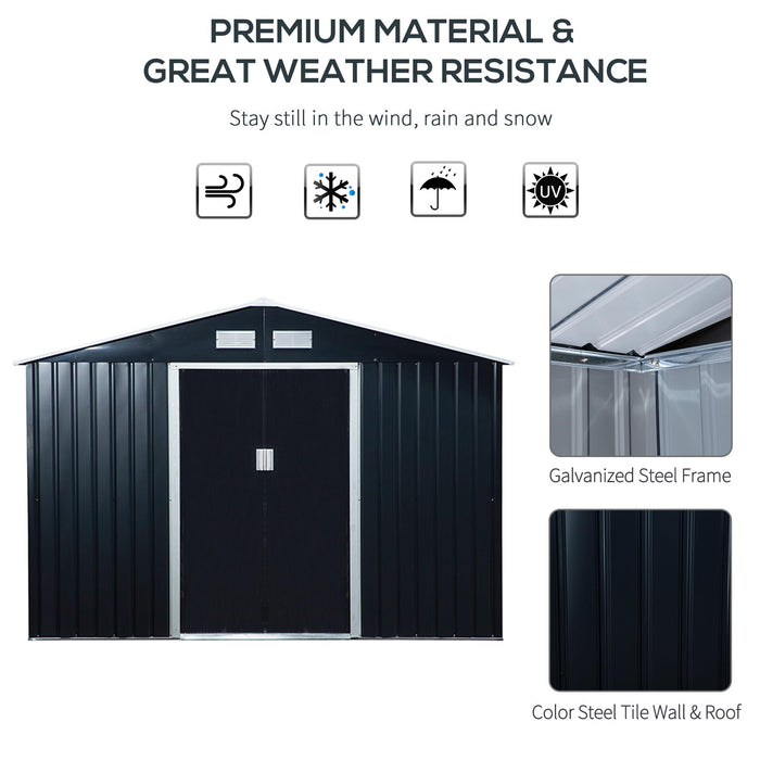 OutSunny Garden Shed 1.3 x 2.13 x 1.85 m Dark Grey