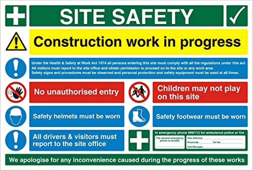 Site Sign Site Safety Fluted Board 40 x 60 cm