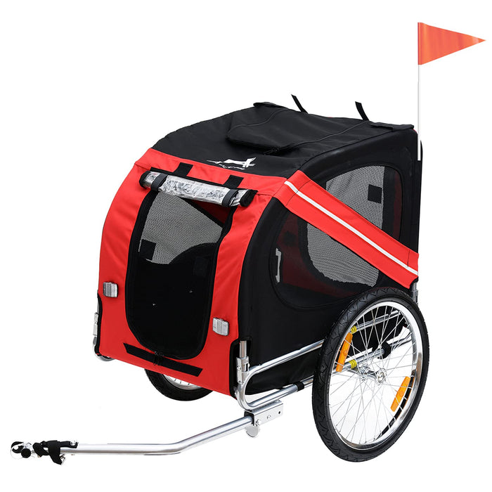 PawHut Pet Trailer Red, Black 730 mm x 1300 mm x 900 mm