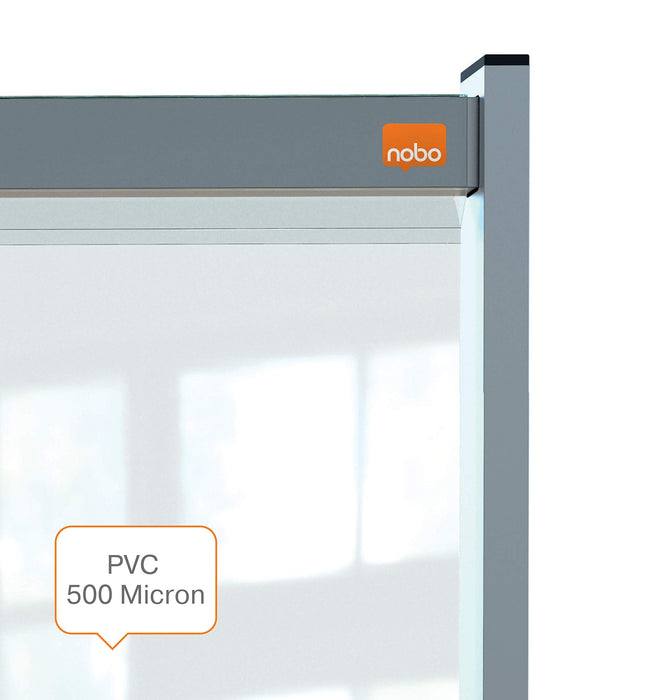 Nobo Freestanding Protective Desk Divider Screen Premium Plus 1470 x 860 x 410mm PVC, Metal Silver