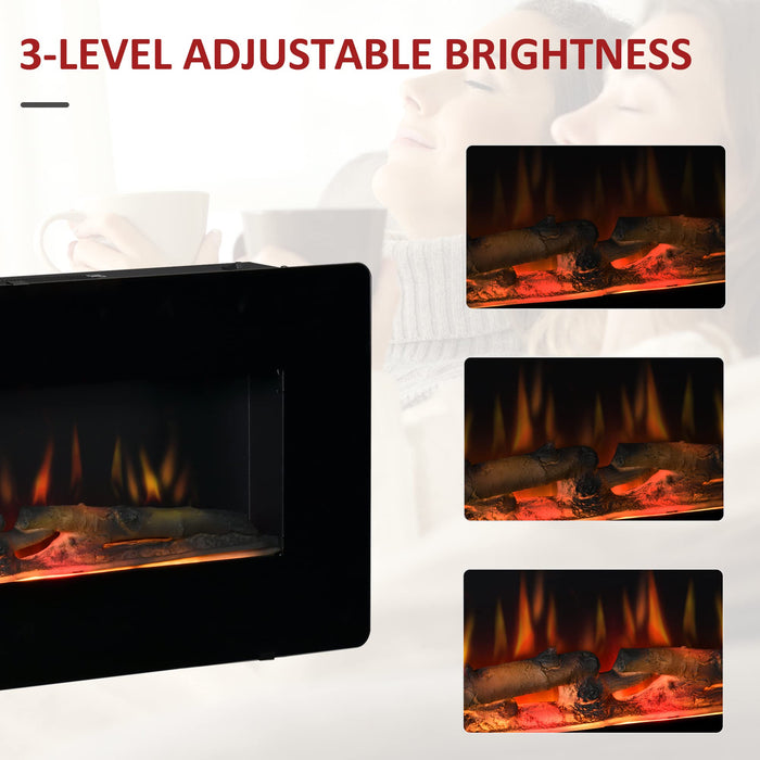 HOMCOM Electric Fireplace Metal, Tempered Glass UK