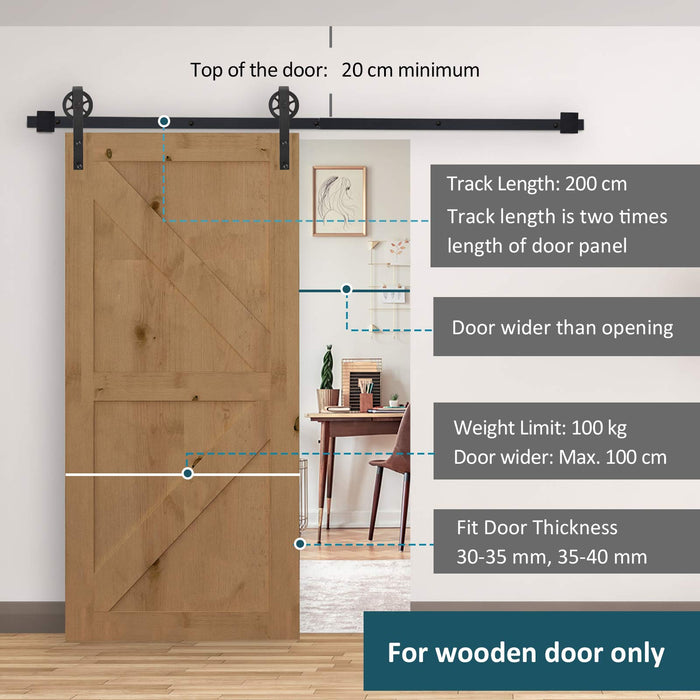 HOMCOM Sliding Door Kit Frost Black 40 x 60 mm