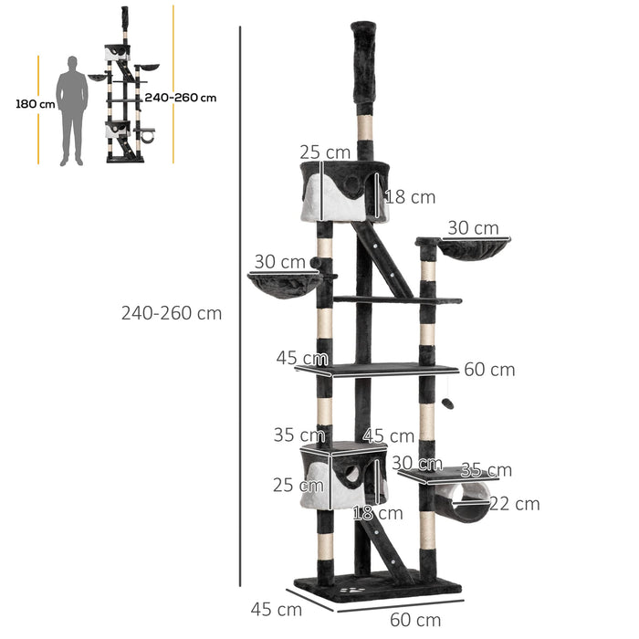 PawHut Cat Tree Deep Grey, White 450 mm x 600 mm