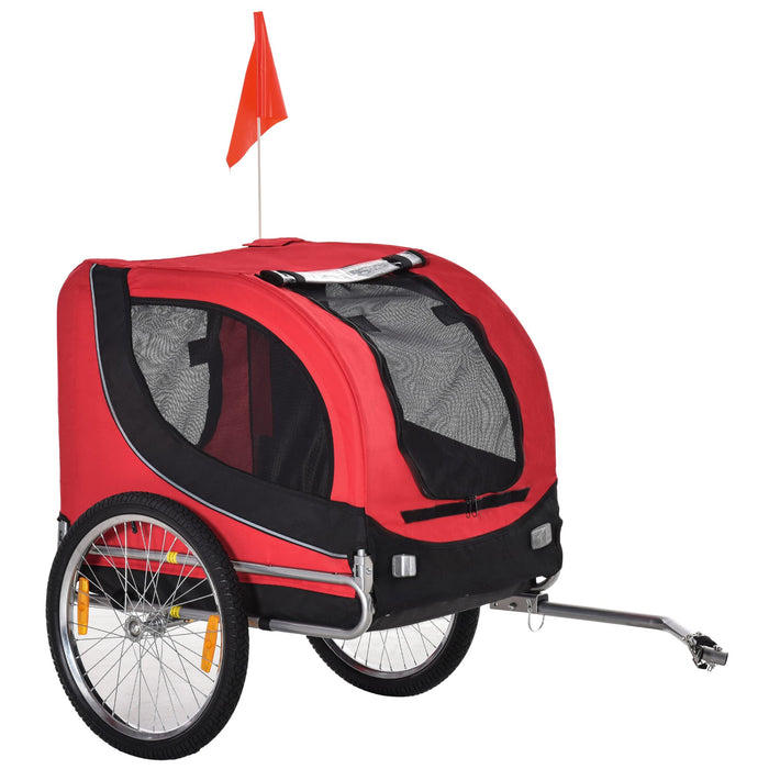 PawHut Pet Trailer Black, Red 730 mm x 1300 mm x 900 mm