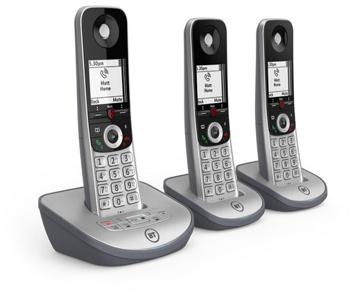 BT Digital Cordless Phone with Answer Machine Silver Pack of 3