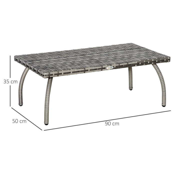 OutSunny Tea Table 867-084GY PE rattan, PP,Steel 500 x 900 x 350 mm