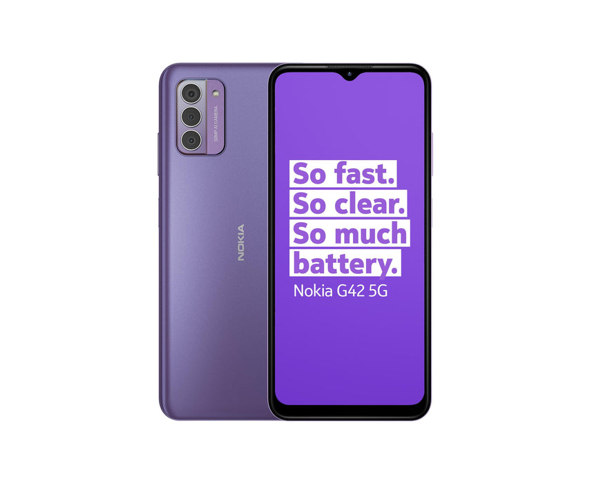 Nokia G42 6.56 Inch 5G Dual SIM Snapdragon 480 Plus 6GB RAM 128GB Storage Android 13 Mobile Phone Purple